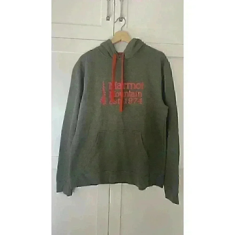Marmot Mountain Hoodie Sweatshirt Beetle Green Orange (M)